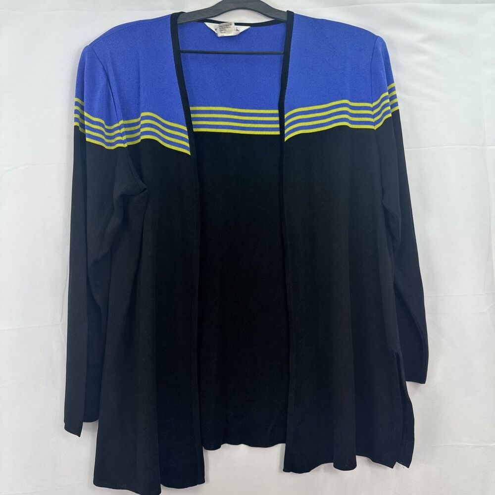 Exclusively Misook Womens Cardigan XL Striped Open Front Modern Travelers #3